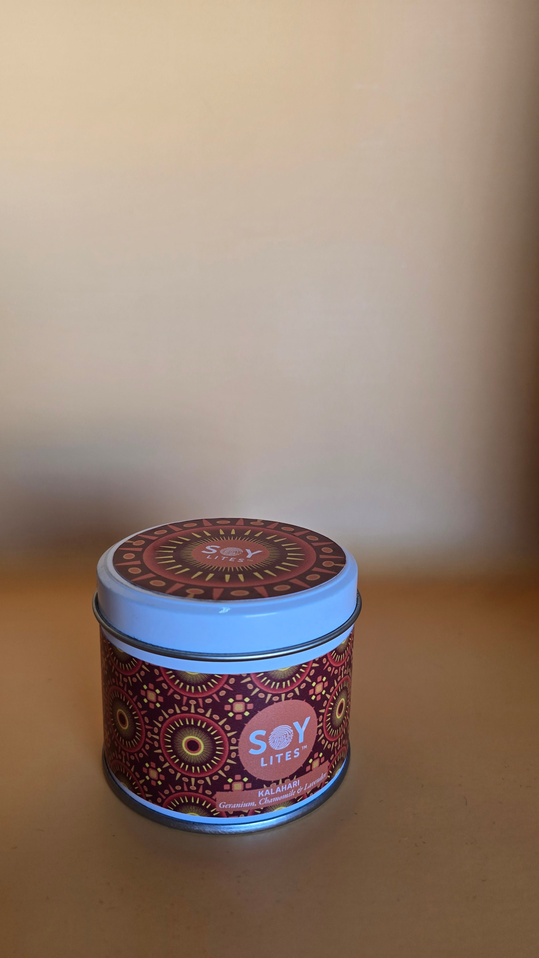 Candles with a Shweshwe design