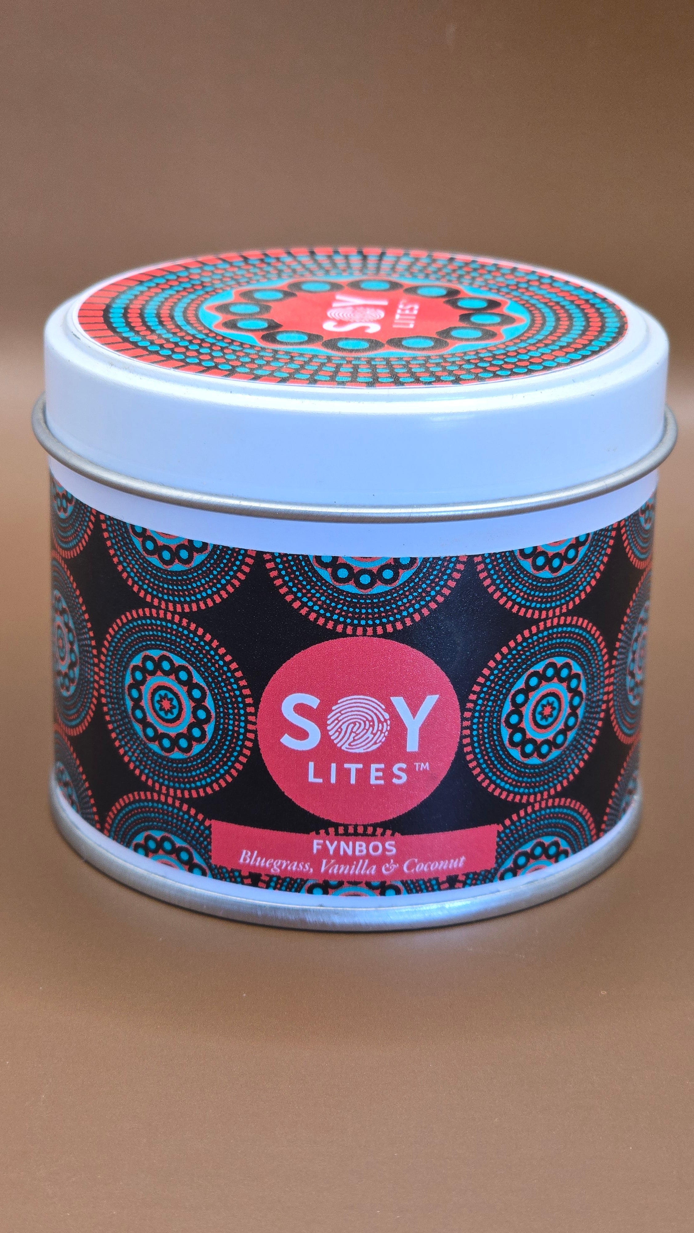 Candles with a Shweshwe design