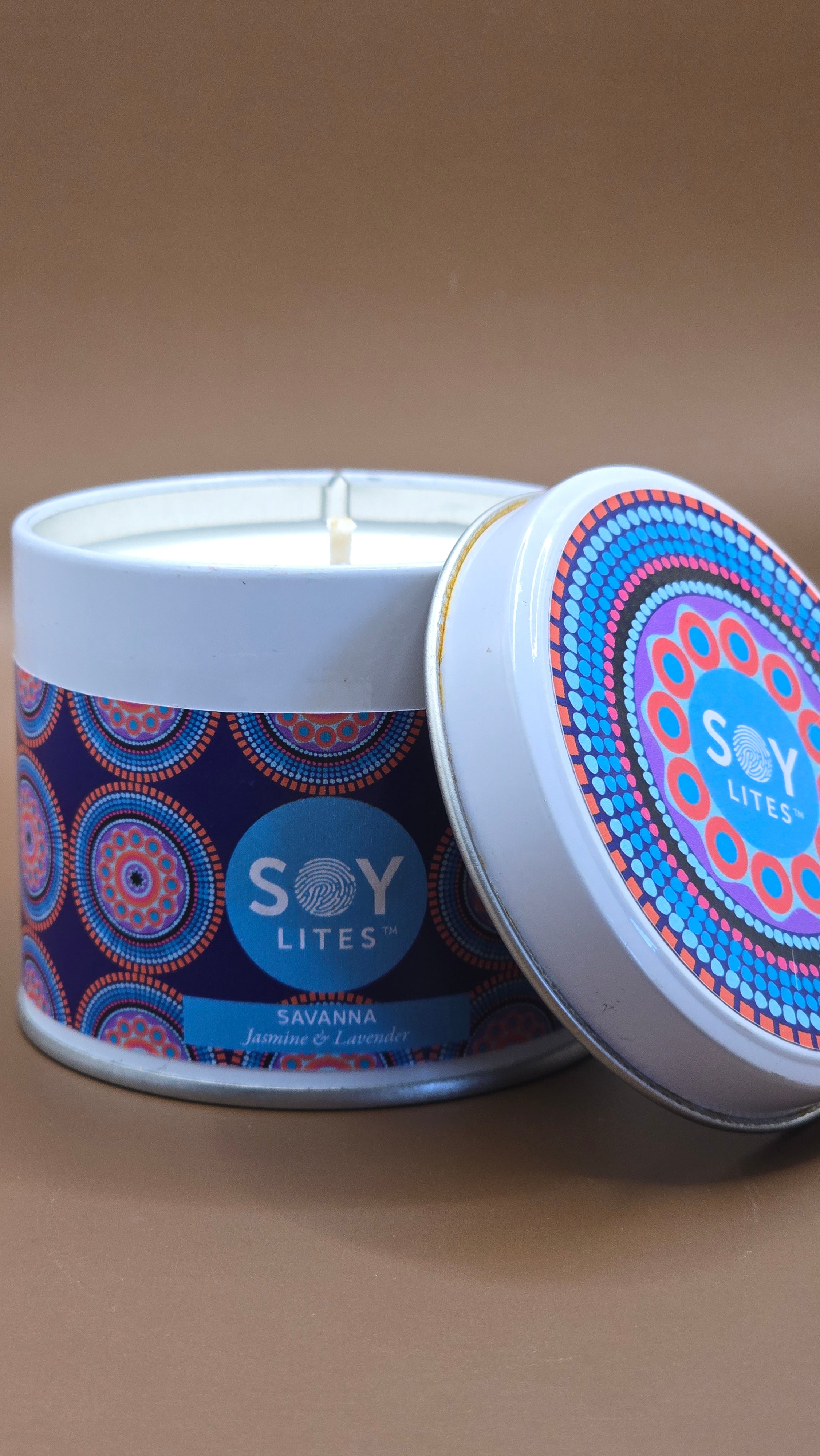 Candles with a Shweshwe design