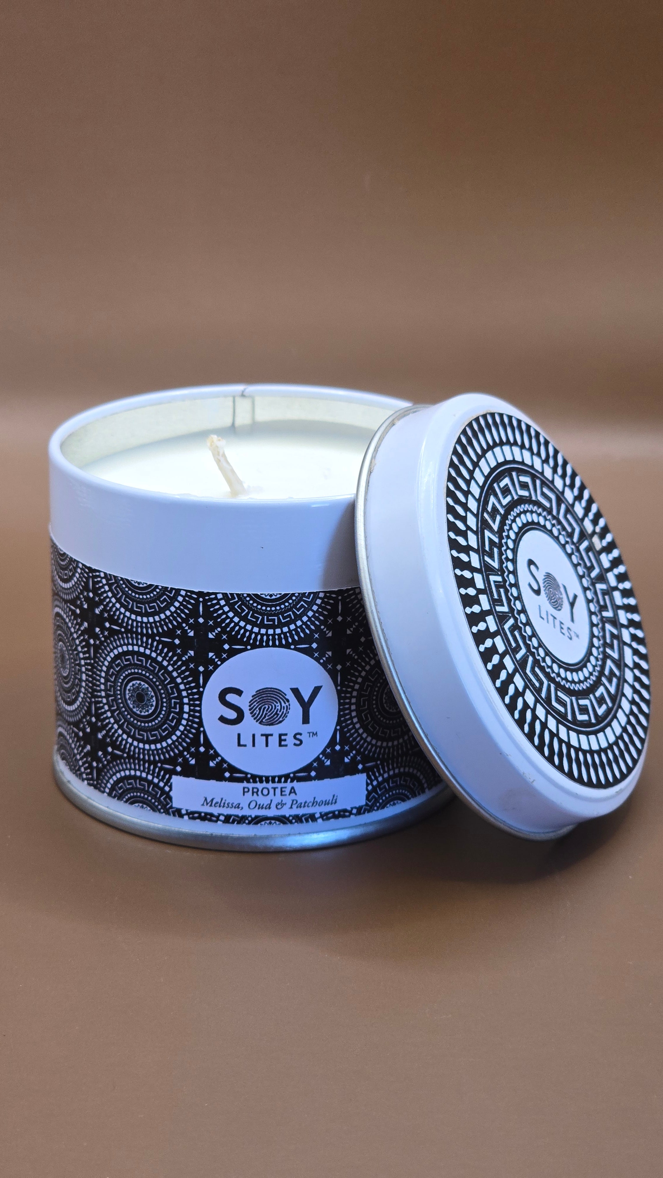 Candles with a Shweshwe design