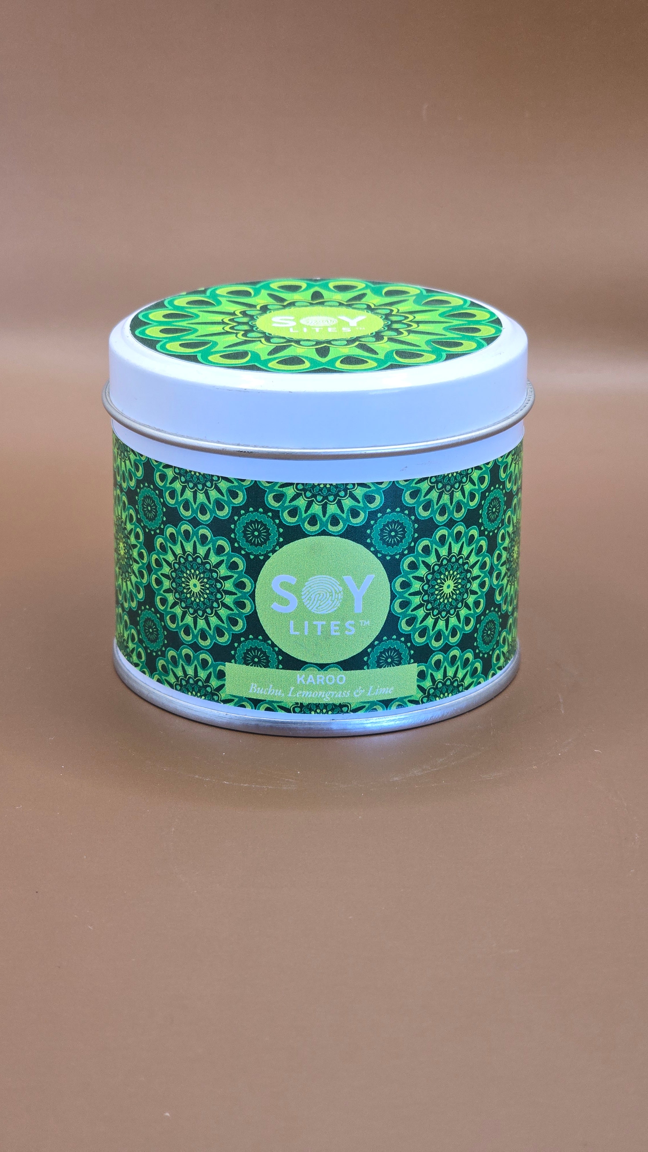 Candles with a Shweshwe design