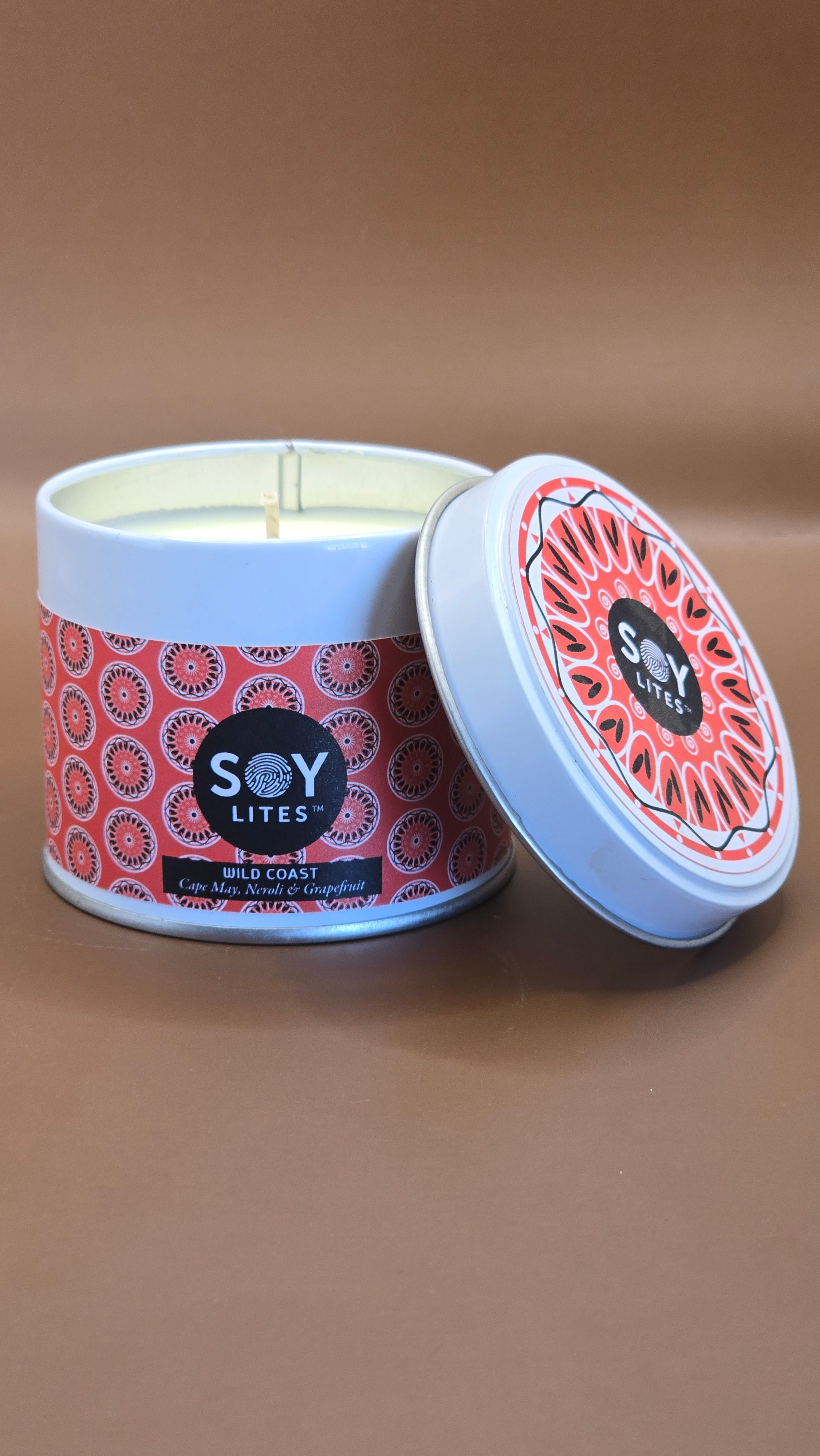 Candles with a Shweshwe design