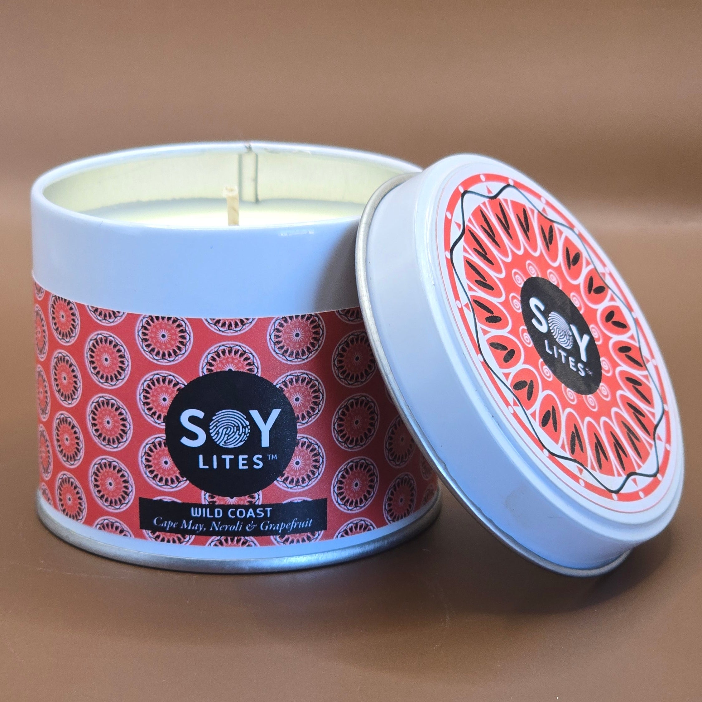 Candles with a Shweshwe design