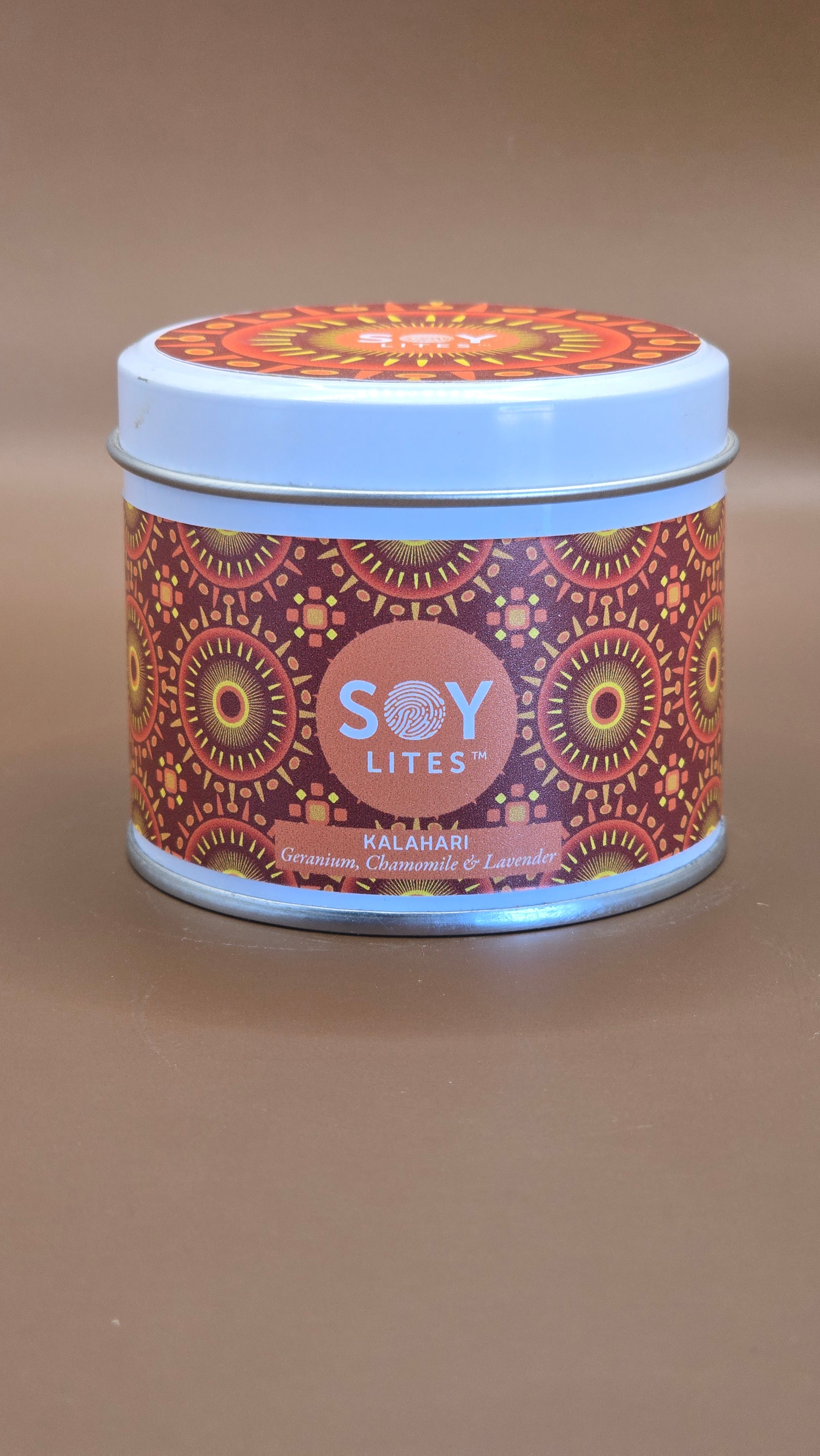 Candles with a Shweshwe design