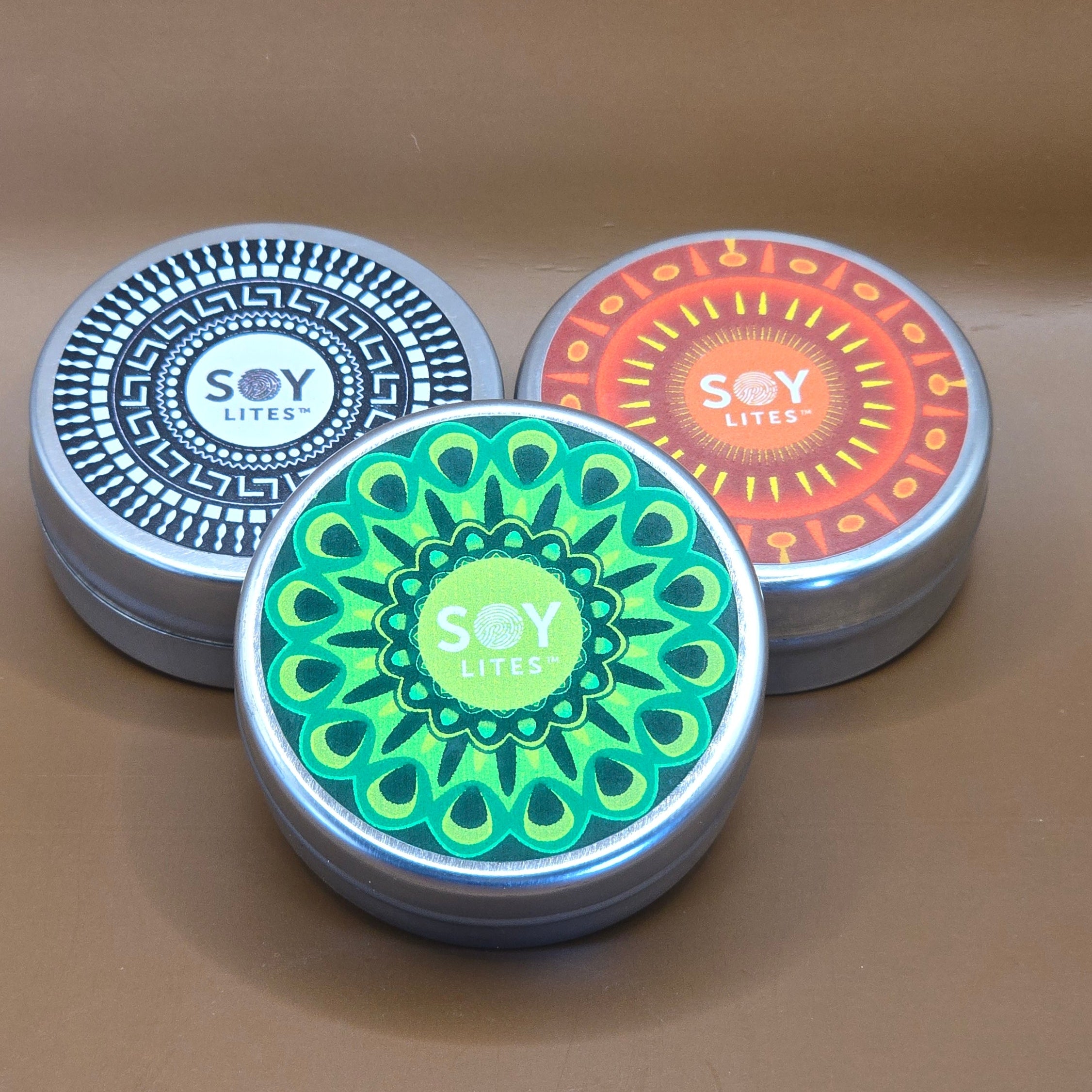 Candles with a Shweshwe design