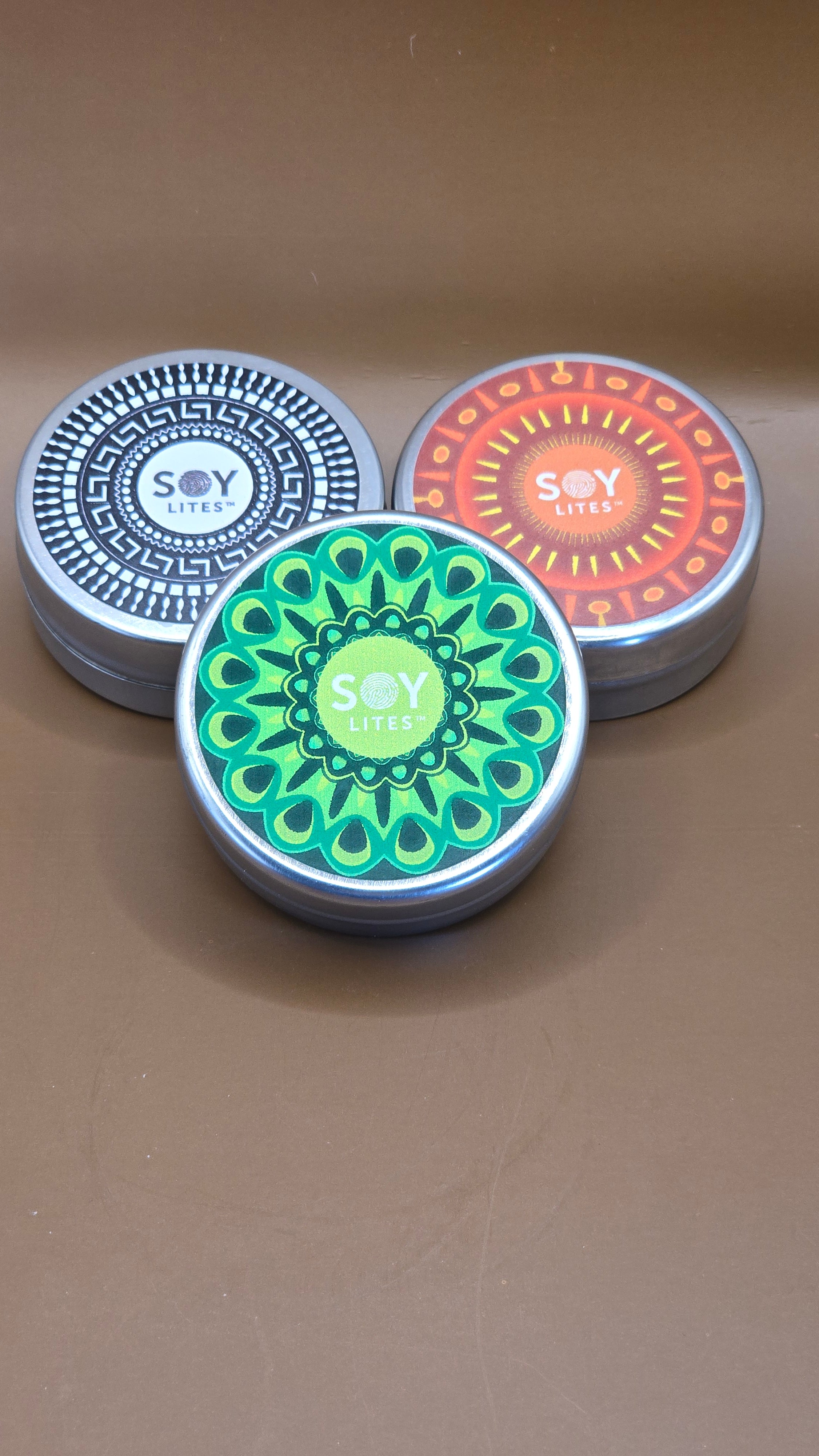 Candles with a Shweshwe design