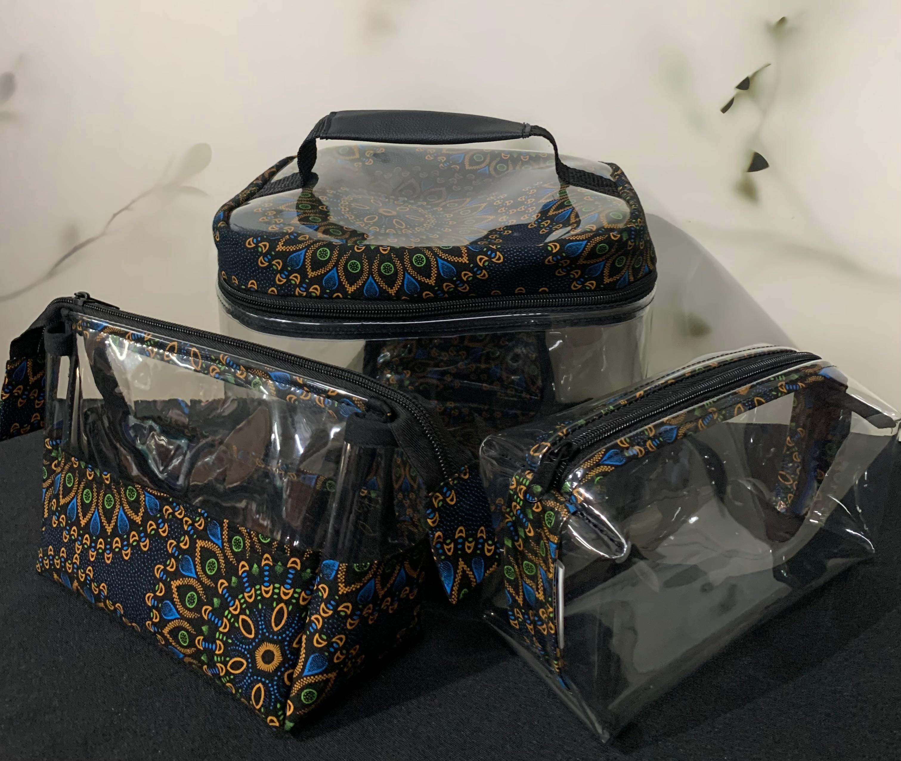 3 in 1 Toiletry Bag with Shweshwe trim