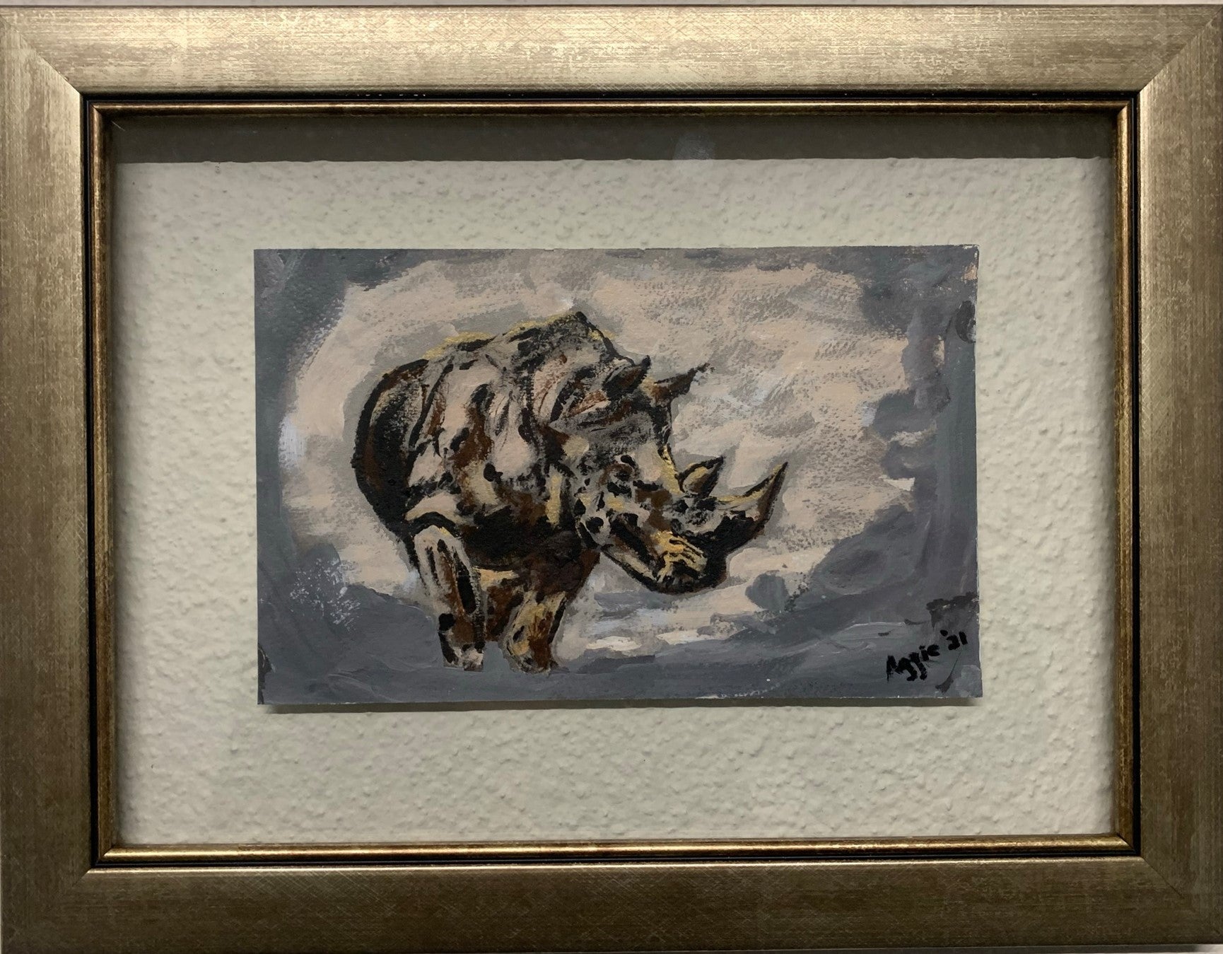 Nashorn Original A5 Kunst