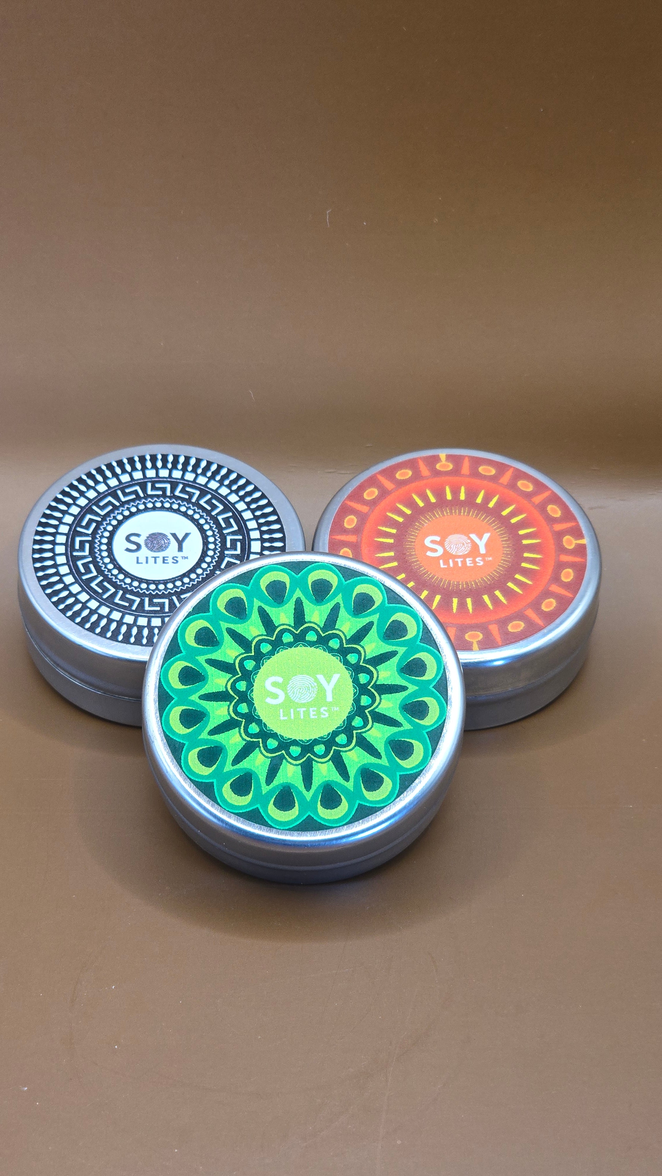 Candles with a Shweshwe design